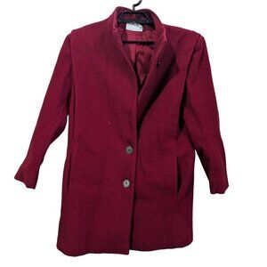 Vintage womens wool coat red size 16 button front